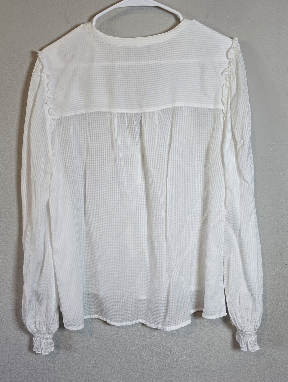 ME+EM White Cotton Ruffle V-Neck Blouse Size 10 Boho Cottagecore - Picture 2 of 8